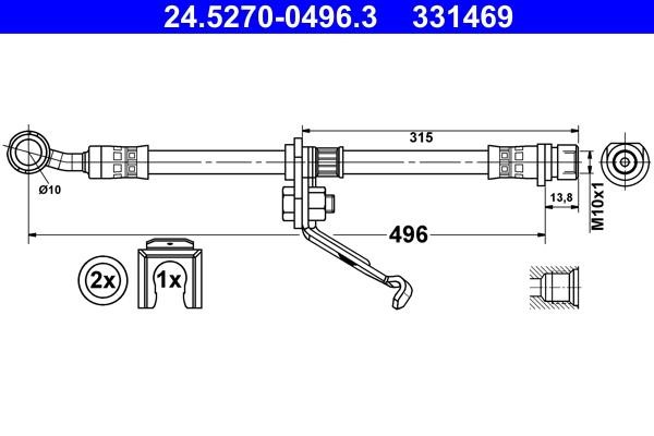 Ate 24.5270-0496.3 Brake Hose 24527004963