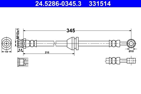 Ate 24.5286-0345.3 Brake Hose 24528603453