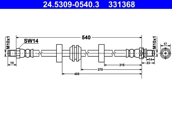 Ate 24.5309-0540.3 Brake Hose 24530905403