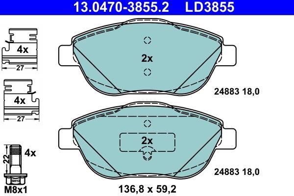 Ate ATE CERAMIC disc brake pads, set – price 303 PLN