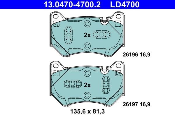 Ate 13.0470-4700.2 Brake pad set 13047047002 13047047002 Ate Brake pad set