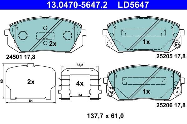 Ate 13.0470-5647.2 Brake Pad Set, disc brake 13047056472