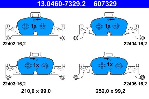 Ate 13.0460-7329.2 Brake Pad Set, disc brake 13046073292