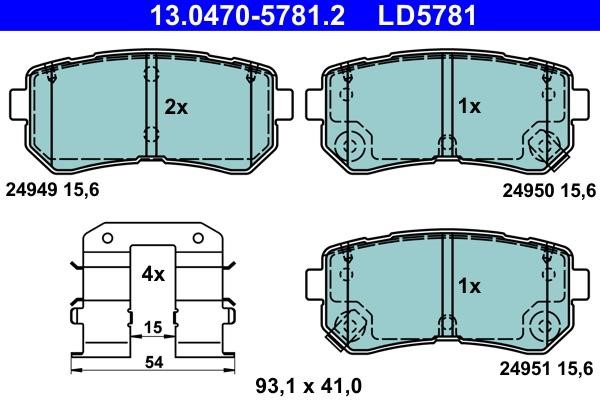 Brake pad kit KIA Soul (Kia Soul): 13047057812 Ate Brake pad set