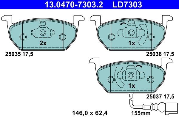 Ate 13.0470-7303.2 ATE CERAMIC disc brake pads, set 13047073032