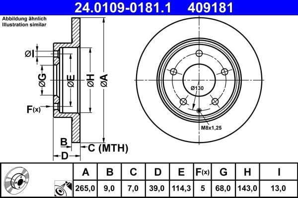 Ate Rear solid brake disc – price 222 PLN