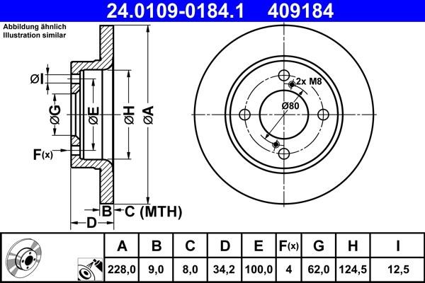 Ate Rear solid brake disc – price 174 PLN
