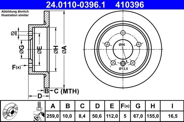 Ate Rear solid brake disc – price 192 PLN