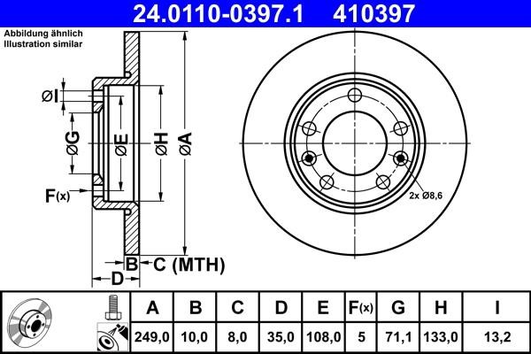 Ate Rear solid brake disc – price 155 PLN