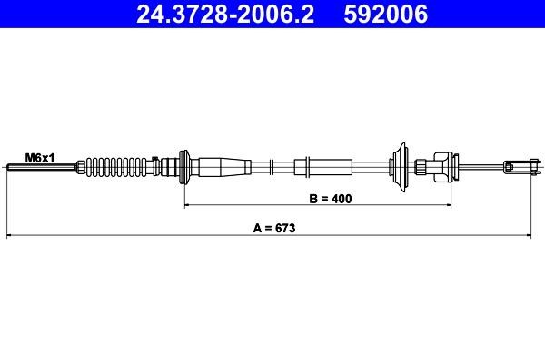 Ate 24.3728-2006.2 Cable Pull, clutch control 24372820062