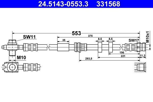 Ate 24.5143-0553.3 Brake Hose 24514305533