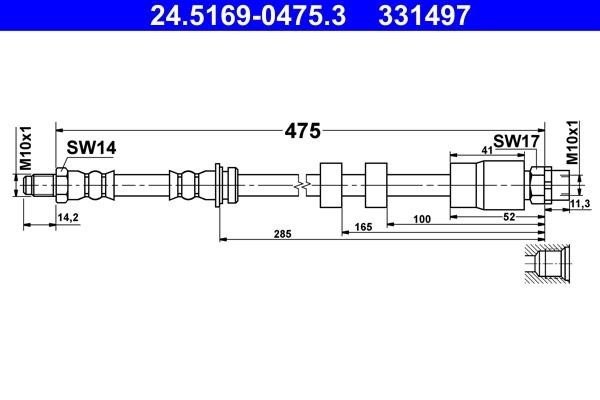 Flexible brake pipe BMW X1: 24516904753 Ate Brake Hose