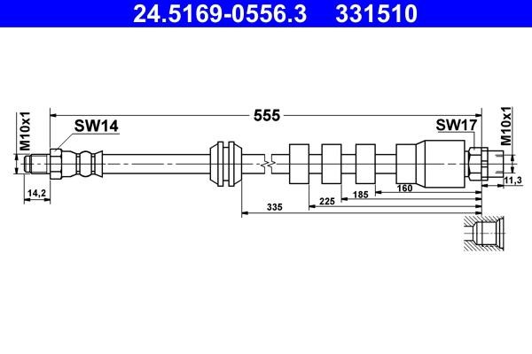 Ate 24.5169-0556.3 Brake Hose 24516905563