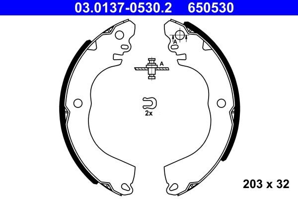 Brake shoes Mitsubishi: 03013705302 Ate Brake shoe set