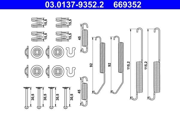 Brake pad accessory kit Citroen C-Zero: 03013793522 Ate Mounting Tool Set, brake drum
