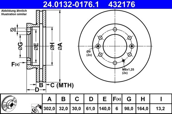 Ate 24.0132-0176.1 Brake Disc 24013201761