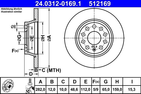 Ate 24.0312-0169.1 Rear brake disc, non-ventilated 24031201691