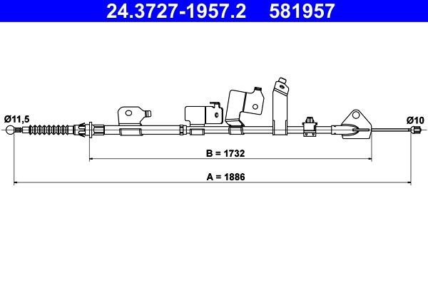 Ate 24.3727-1957.2 Cable Pull, parking brake 24372719572