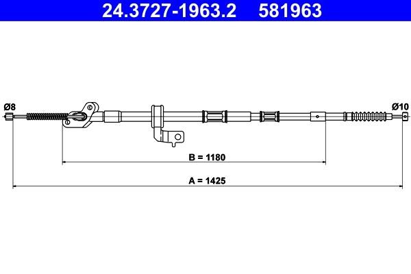Ate 24.3727-1963.2 Cable Pull, parking brake 24372719632