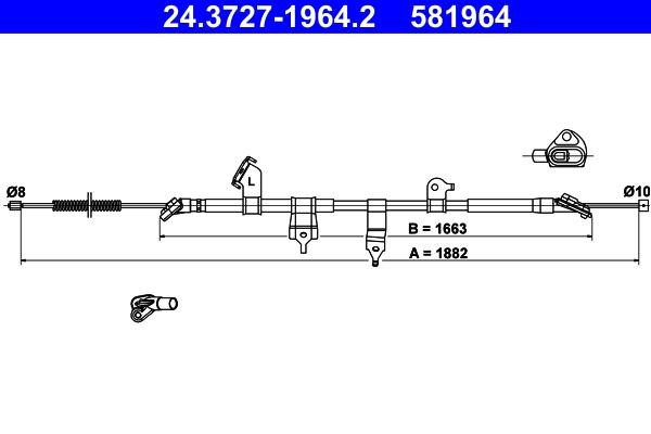 Ate 24.3727-1964.2 Cable Pull, parking brake 24372719642