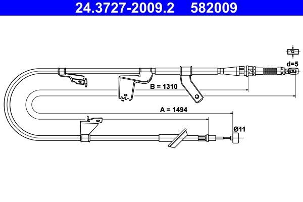 Ate 24.3727-2009.2 Cable Pull, parking brake 24372720092