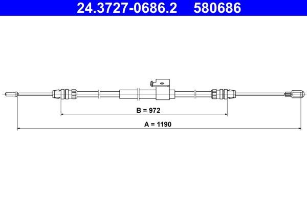 Ate Cable Pull, parking brake – price 104 PLN