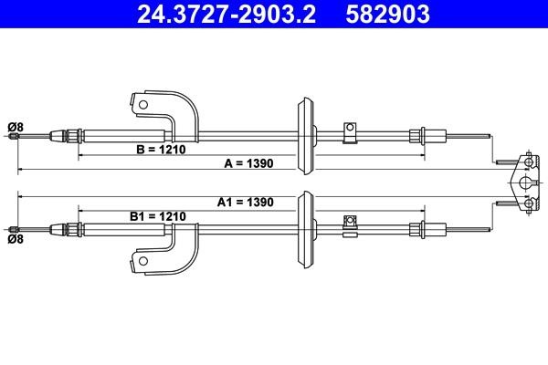 Ate 24.3727-2903.2 Cable Pull, parking brake 24372729032