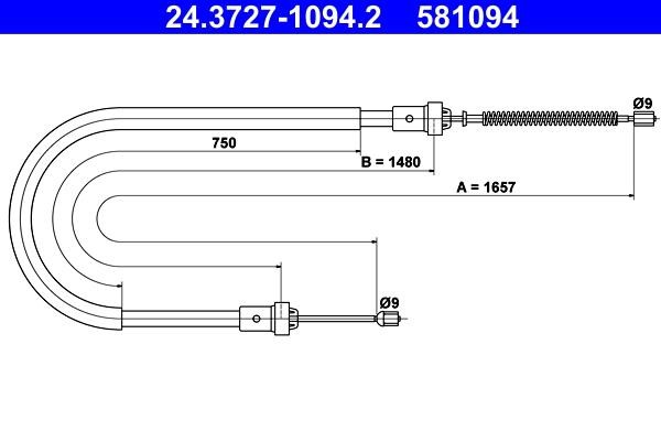 Ate 24.3727-1094.2 Cable Pull, parking brake 24372710942