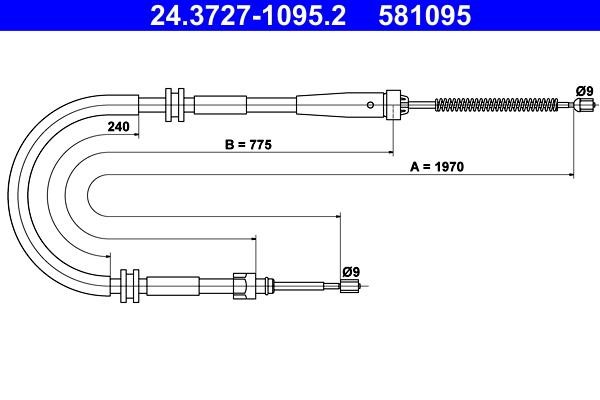 Ate 24.3727-1095.2 Cable Pull, parking brake 24372710952