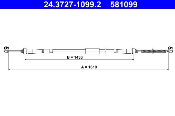 Ate 24.3727-1099.2 Cable Pull, parking brake 24372710992