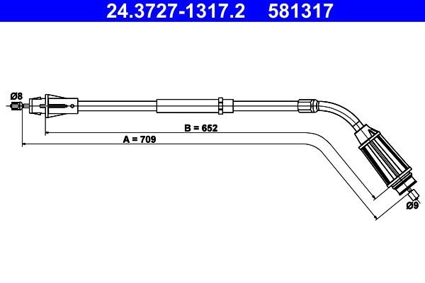 Ate 24.3727-1317.2 Cable Pull, parking brake 24372713172