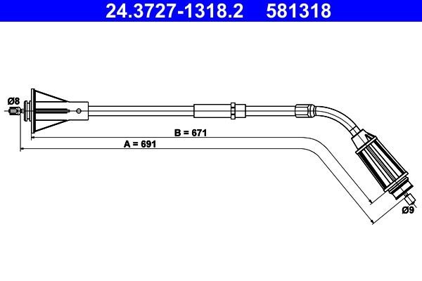 Ate 24.3727-1318.2 Cable Pull, parking brake 24372713182