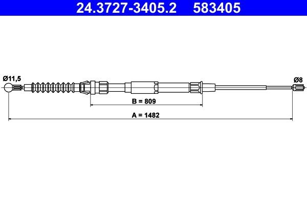 Ate 24.3727-3405.2 Cable Pull, parking brake 24372734052