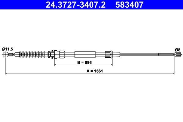 Ate 24.3727-3407.2 Cable Pull, parking brake 24372734072