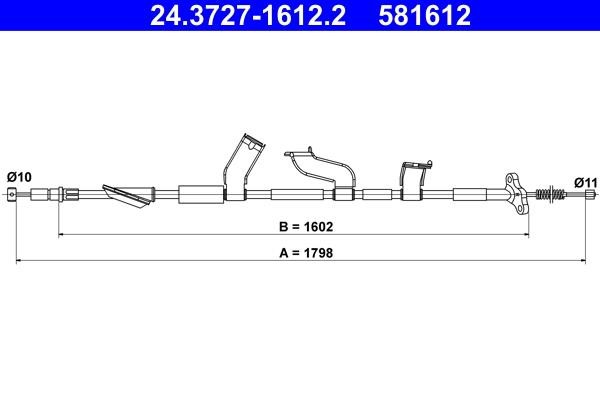 Ate 24.3727-1612.2 Cable Pull, parking brake 24372716122