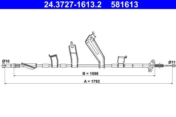 Ate 24.3727-1613.2 Cable Pull, parking brake 24372716132