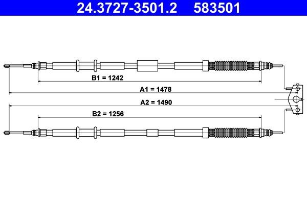 Ate 24.3727-3501.2 Cable Pull, parking brake 24372735012