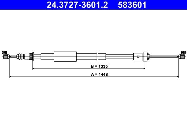 Ate 24.3727-3601.2 Cable Pull, parking brake 24372736012