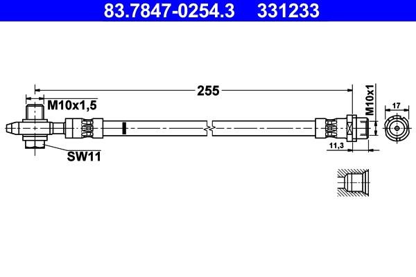 Ate 83.7847-0254.3 Brake Hose 83784702543