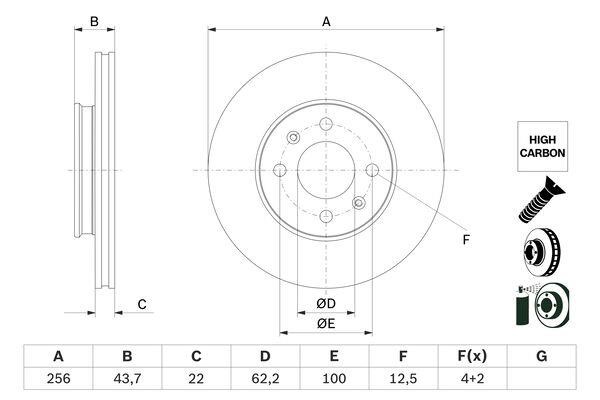 Brake disc Hyundai Verna: 0986479F29 Bosch Brake disc