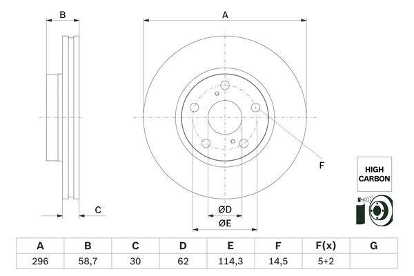 Brake disc Toyota Hilux: 0986479G67 Bosch Brake disc