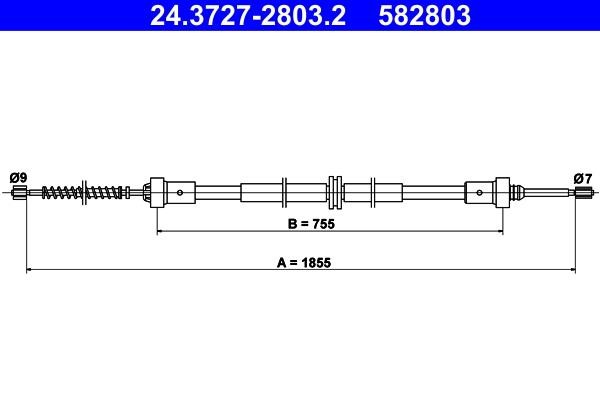 Ate 24.3727-2803.2 Cable Pull, parking brake 24372728032