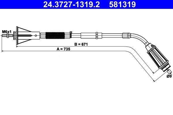 Ate 24.3727-1319.2 Cable Pull, parking brake 24372713192