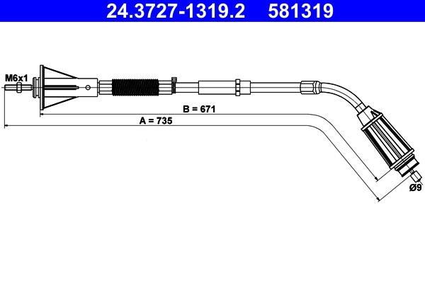 Brake cable Volvo: 24372713192 Ate Handbrake cable