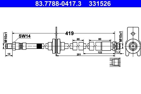 Ate 83.7788-0417.3 Brake Hose 83778804173