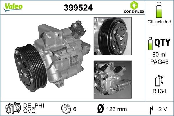 Valeo 399524 Compressor, air conditioning 399524 399524 Valeo Compressor, air conditioning