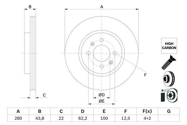 Bosch 0 986 479 E98 Brake disc 0986479E98 0986479E98 Bosch Brake disc