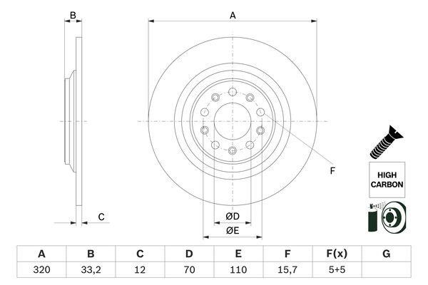 Brake rotor Jeep Cherokee: 0986479G74 Bosch Brake disc