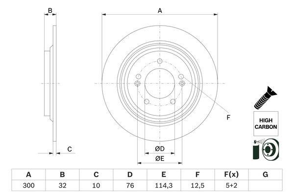 Brake discs KIA Optima (Kia Optima): 0986479H01 Bosch Brake disc