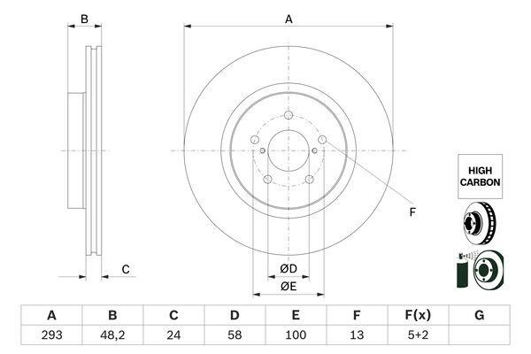 Brake disc Subaru Impreza: 0986479H28 Bosch Brake disc
